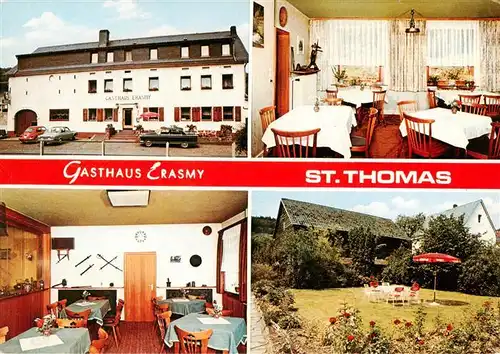 AK / Ansichtskarte  St_Thomas_Eifel Gasthaus Pension Erasmy Gastraum Garten St_Thomas_Eifel