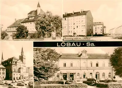 AK / Ansichtskarte  Loebau_Sachsen Krankenhaus Suedvorstadt Wohnsiedlung Rathaus Bahnhof Loebau Sachsen