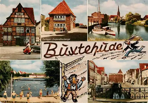 AK / Ansichtskarte  Buxtehude Museum Zwinger-Jugendherberge Hafen Heidebad Fleet Buxtehude