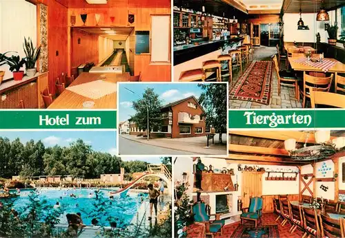 AK / Ansichtskarte  Velen_Westfalen Hotel Restaurant und Cafe Zum Tiergarten Gastraeume Bar Schwimmbad Kegelbahn 