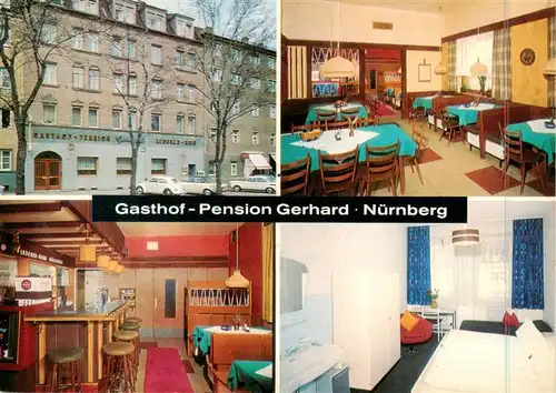 AK / Ansichtskarte  Nuernberg Gasthof Pension Gerhard Gastraum Bar Zimmer Nuernberg