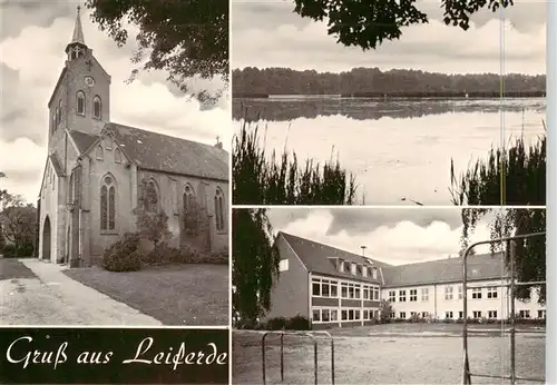 AK / Ansichtskarte  Leiferde__Gifhorn Kirche Seepartie Schule 