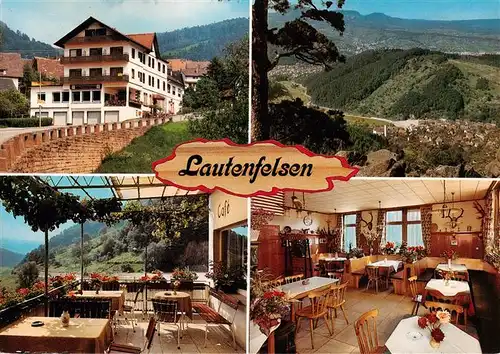 AK / Ansichtskarte 73897168 Lautenbach_Gernsbach_Schwarzwald Gasthof Pension Lautenfelsen mit Gaestehaus Terrasse Gastraum Panorama 