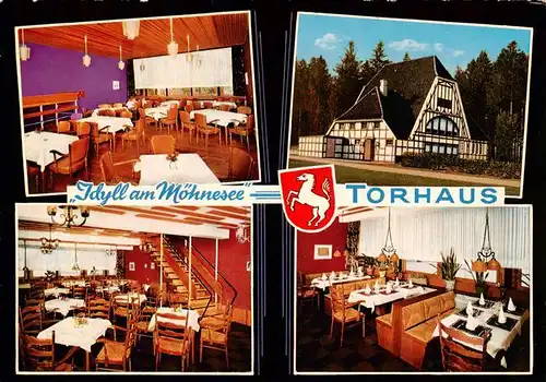 AK / Ansichtskarte  Koerbecke_Moehnesee Torhaus Cafe Restaurant Gastraeume Koerbecke Moehnesee