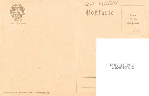 AK / Ansichtskarte 73897207 Schulverein_Deutscher_Nr. Wien Karte Nr. 1036 Litho 