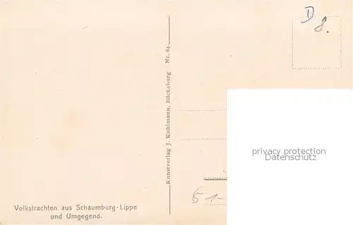 AK / Ansichtskarte  Schaumburg-Lippe Volkstrachten Bueckenburg Nr 64 Litho 