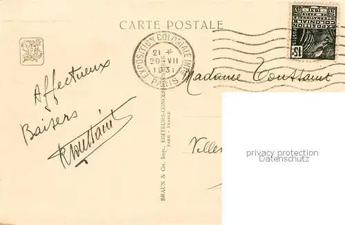 AK / Ansichtskarte 73897294 Exposition_Coloniale_Internationale_Paris_1931 Palais de La O.F. Mur Denceinte 