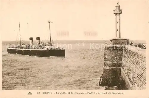 AK / Ansichtskarte  Leuchtturm_Lighthouse_Faro_Phare Dieppe Jetee Steamer PARIS Newhaven 