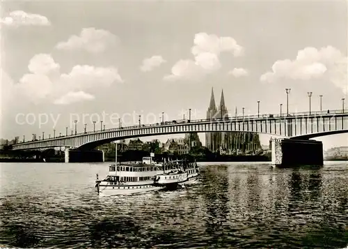 AK / Ansichtskarte  Dampfer_Seitenrad Koeln Deutzer Bruecke 