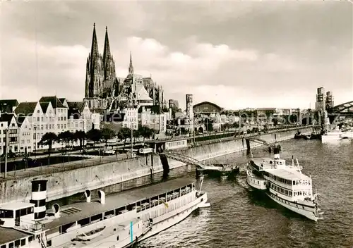 AK / Ansichtskarte  Dampfer_Seitenrad Koeln Rheinufer  