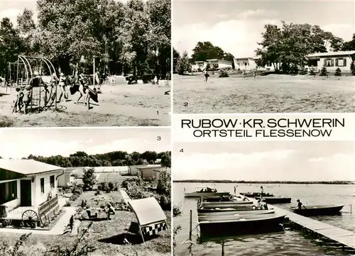 AK / Ansichtskarte  Flessenow_Rubow_Dobin_Schweriner_See Campingplatz Flessenow Bungalowsiedlung Bootsanlegestelle 