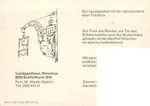 AK / Ansichtskarte  Schleitheim_SH Gasthaus Hirschen Gastraeume Fliegeraufnahme 