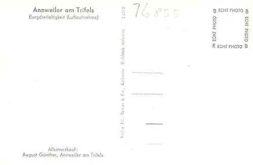 AK / Ansichtskarte 73897596 Annweiler_Trifels Burgdreifaltigkeit Fliegeraufnahme Annweiler_Trifels