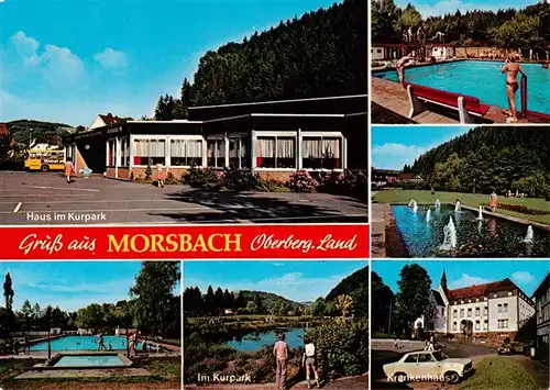 AK / Ansichtskarte 73897617 Morsbach_Sieg Haus im Kurpark Schwimmbad Wasserspiele Krankenhaus Morsbach Sieg