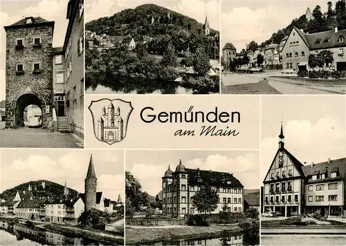 AK / Ansichtskarte 73897660 Gemuenden__Main Stadttor Kirche Schloss Ortspartien 