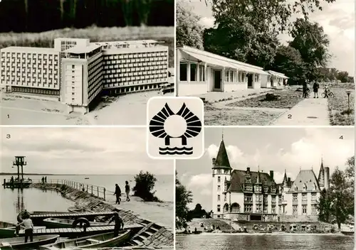 AK / Ansichtskarte  Klink_Waren FDGB Urlaubersiedlung Voelkerfreundschaft Bettenhaus Bungalows Mole Schloss Klink Waren