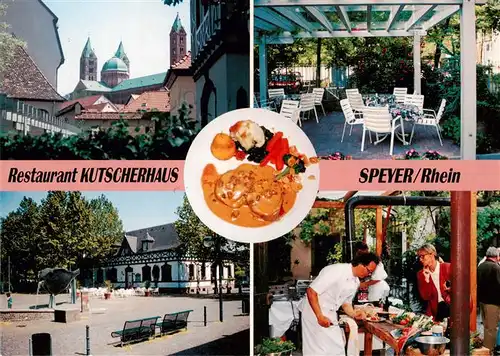 AK / Ansichtskarte 73897684 Speyer_Rhein Restaurant Kutscherhaus Gastraum Marktplatz Speyer Rhein