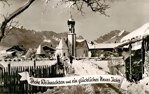 AK / Ansichtskarte  Wallgau mit Kirche Wetterstein und Zugspitze Wallgau