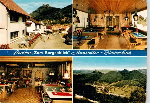 AK / Ansichtskarte  Bindersbach Pension Zum Burgenblick Gastraeume Panorama Bindersbach