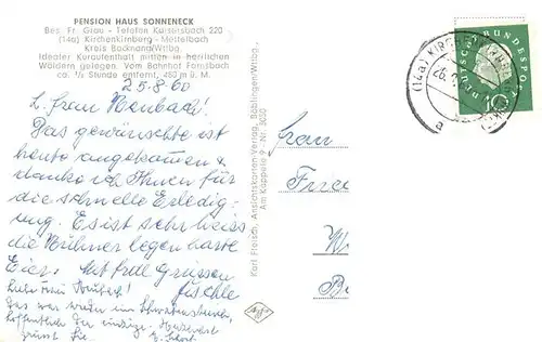 AK / Ansichtskarte  Kirchenkirnberg_Murrhardt Pension Haus Sonneneck Gaststube 