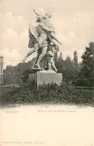 AK / Ansichtskarte 73897912 Dresden_Elbe Statue Raub der Zeit im Grossen Garten 