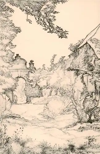 AK / Ansichtskarte  Blerancourt_02_Aisne In den Schlossruinen Kuenstlerkarte 