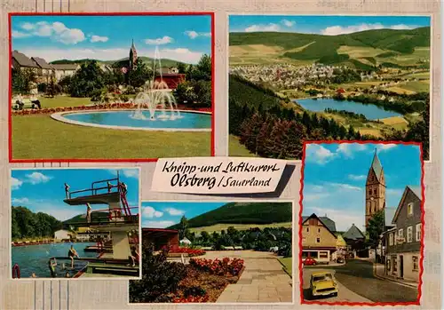 AK / Ansichtskarte  Olsberg_Sauerland Springbrunnen Panorama Schwimmbad Kirche Park Olsberg_Sauerland