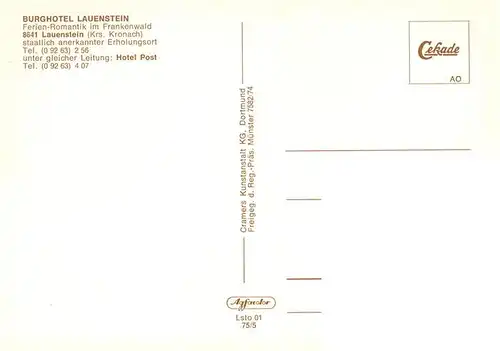 AK / Ansichtskarte  Lauenstein_Oberfranken Fliegeraufnahme mit Burghotel Lauenstein Lauenstein_Oberfranken