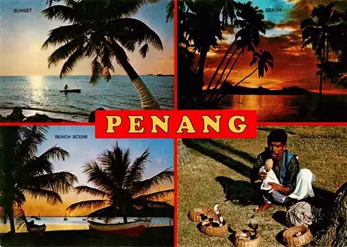 AK / Ansichtskarte 73898042 Penang_Malaysia Sunset Beach Scene Snake charmer 