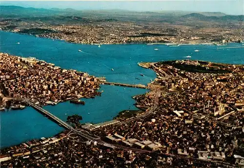 AK / Ansichtskarte 73898052 Istanbul_Constantinopel_TK Golden Horn the bridge and Bosphorus Air view 