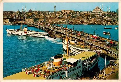 AK / Ansichtskarte 73898053 Istanbul_Constantinopel_TK Galata Bruecke die Neue Moschee und Sueleymaniye 