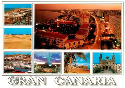 AK / Ansichtskarte 73898080 Gran_Canaria_ES Panorama Strand Hafen Schloss Teilansichten 