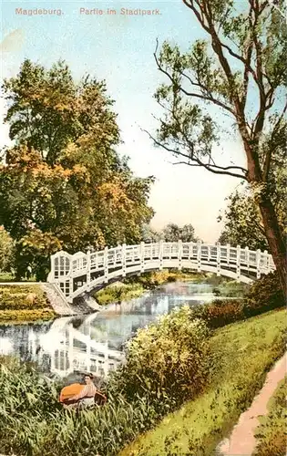 AK / Ansichtskarte  Magdeburg Partie im Stadtpark Holzbruecke Magdeburg