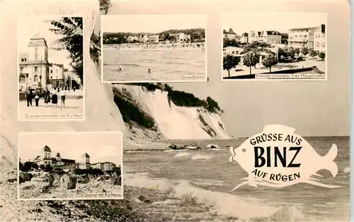 AK / Ansichtskarte  Binz_Ruegen Strandpromenade Kurhaus Strandleben Kuestenpanorama Binz_Ruegen