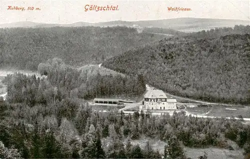 AK / Ansichtskarte  Goeltzschtal_Vogtland_Gruenbach Panorama mit Kuhberg Hotel Waldfrieden 