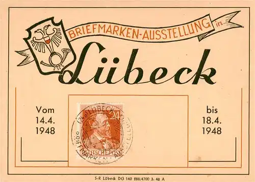 AK / Ansichtskarte 73898301 Luebeck Briefmarken Ausstellung 1948 Luebeck