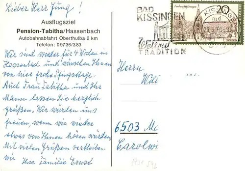 AK / Ansichtskarte 73898318 Hassenbach_Oberthulba Pension Tabitha 