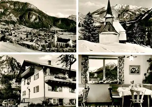 AK / Ansichtskarte 73898348 Hindelang Panorama Haus Geissler Gaststube Kapelle Hindelang