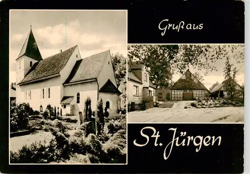 AK / Ansichtskarte 73898367 St_Juergen_Osterholz Kirche Gaststaette Vierhausen St_Juergen_Osterholz