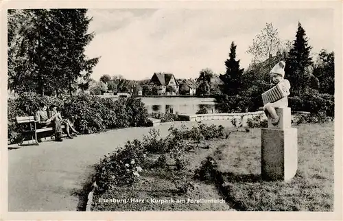 AK / Ansichtskarte  Ilsenburg_Harz Kurpark am Forellenteich Denkmal Ilsenburg Harz