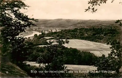 AK / Ansichtskarte  Essen__Ruhr Panorama Blick von der Heimlichen Liebe ins Ruhrtal und Villa Huegel 