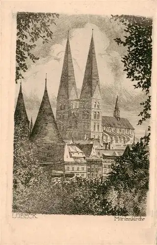 AK / Ansichtskarte  Luebeck Marienkirche Kuenstlerkarte Luebeck