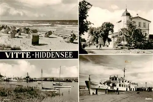 AK / Ansichtskarte 73898424 Vitte_Hiddensee Strand FDGB Erholungsheim Zur Ostsee Hafen Dampfer Vitte Hiddensee