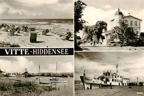 AK / Ansichtskarte  Vitte_Hiddensee Strand FDGB Erholungsheim Zur Ostsee Hafen Dampfer Vitte Hiddensee