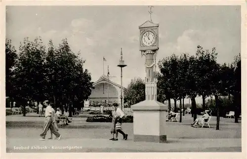 AK / Ansichtskarte 73898430 Ahlbeck_Ostseebad Konzertgarten Stranduhr Ahlbeck_Ostseebad