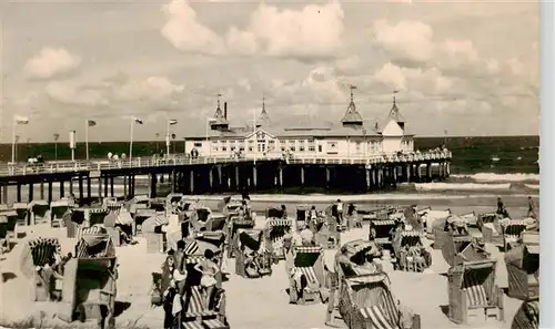 AK / Ansichtskarte  Ahlbeck_Ostseebad Seebruecke mit HO-Gaststaette Ahlbeck_Ostseebad