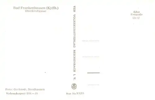 AK / Ansichtskarte  Bad_Frankenhausen Oberkirchgasse Bad_Frankenhausen