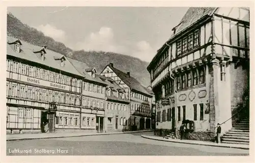 AK / Ansichtskarte  Stolberg_Harz Markt mit Rathaus und Hotel Kanzler Luftkurort Stolberg Harz