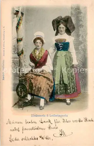 AK / Ansichtskarte  Trachten_Alsace Elsaesserin Lothringerin Litho 