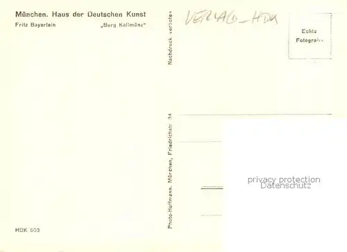 AK / Ansichtskarte  Verlag_HDK_Nr. Nr.503 Fritz Bayerlein Burg Kallmuenz 